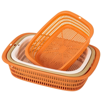 Storage basket, plastic product basket, vegetable basket, rectangular household drain basket, hollowed out vegetable and fruit matching basket