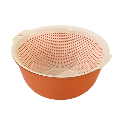 Double layered minimalist plastic products, kitchen, restaurant, drain basket, fruit dish, Chinese rice strainer, drain basket
